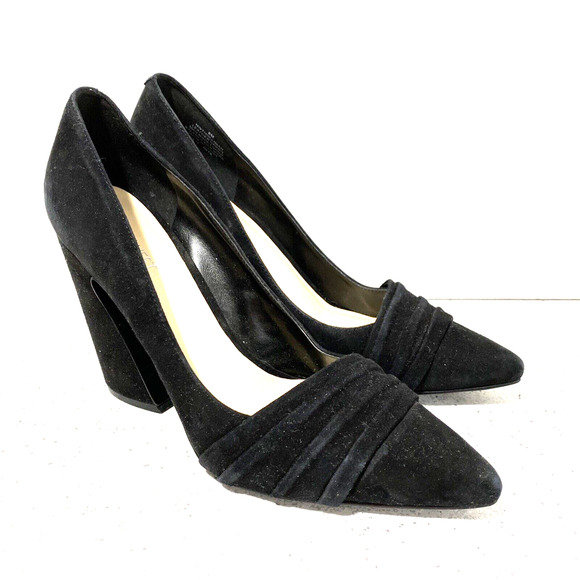 Nine West Holliman black suede pumps US 8M dressy career high heel shoes dressy - Picture 5 of 10